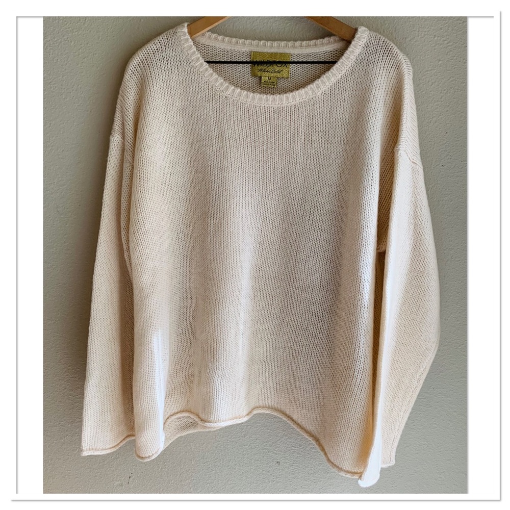 Wildfox White Label Knit Sweater Long Sleeve Crewneck Cream Size Medium